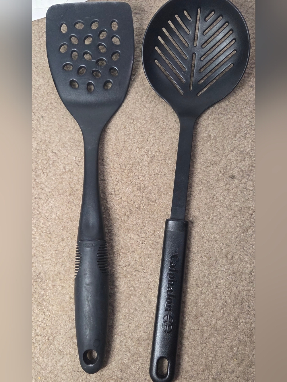 Calphalon Nylon Slotted Spoon &  OXO Perforated Turner/Spatula Heat Resistant